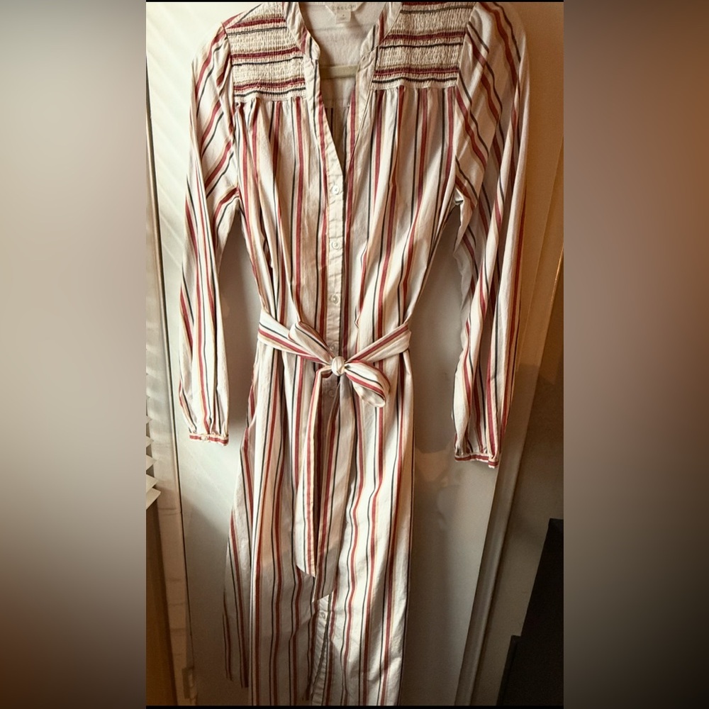 Caslon Striped Midi Dress - Red, White, Black
